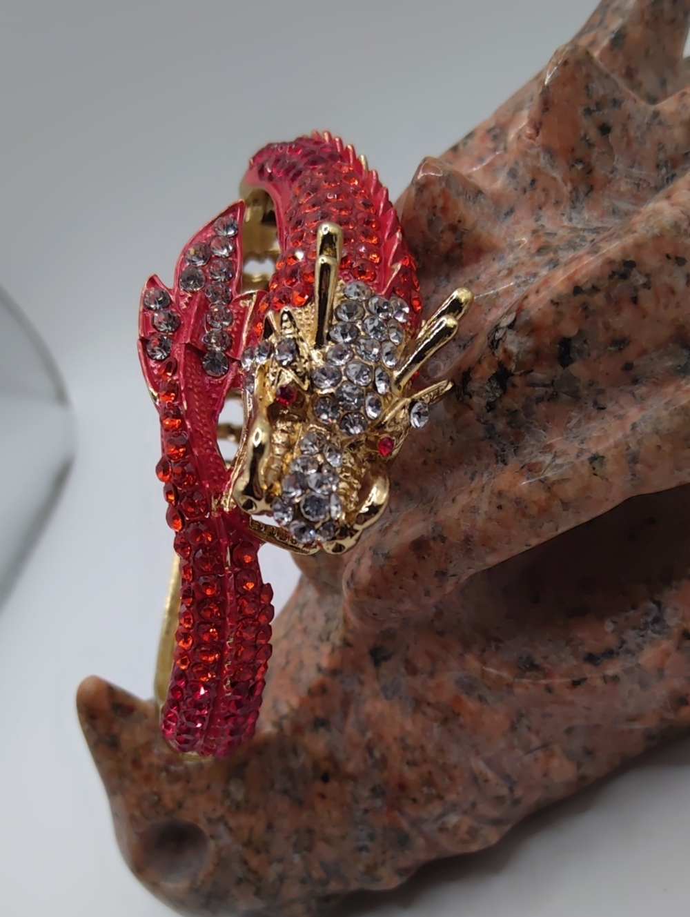Dragon Clamper Orange, Red and Clear Rhinestones - Picture 3 of 7